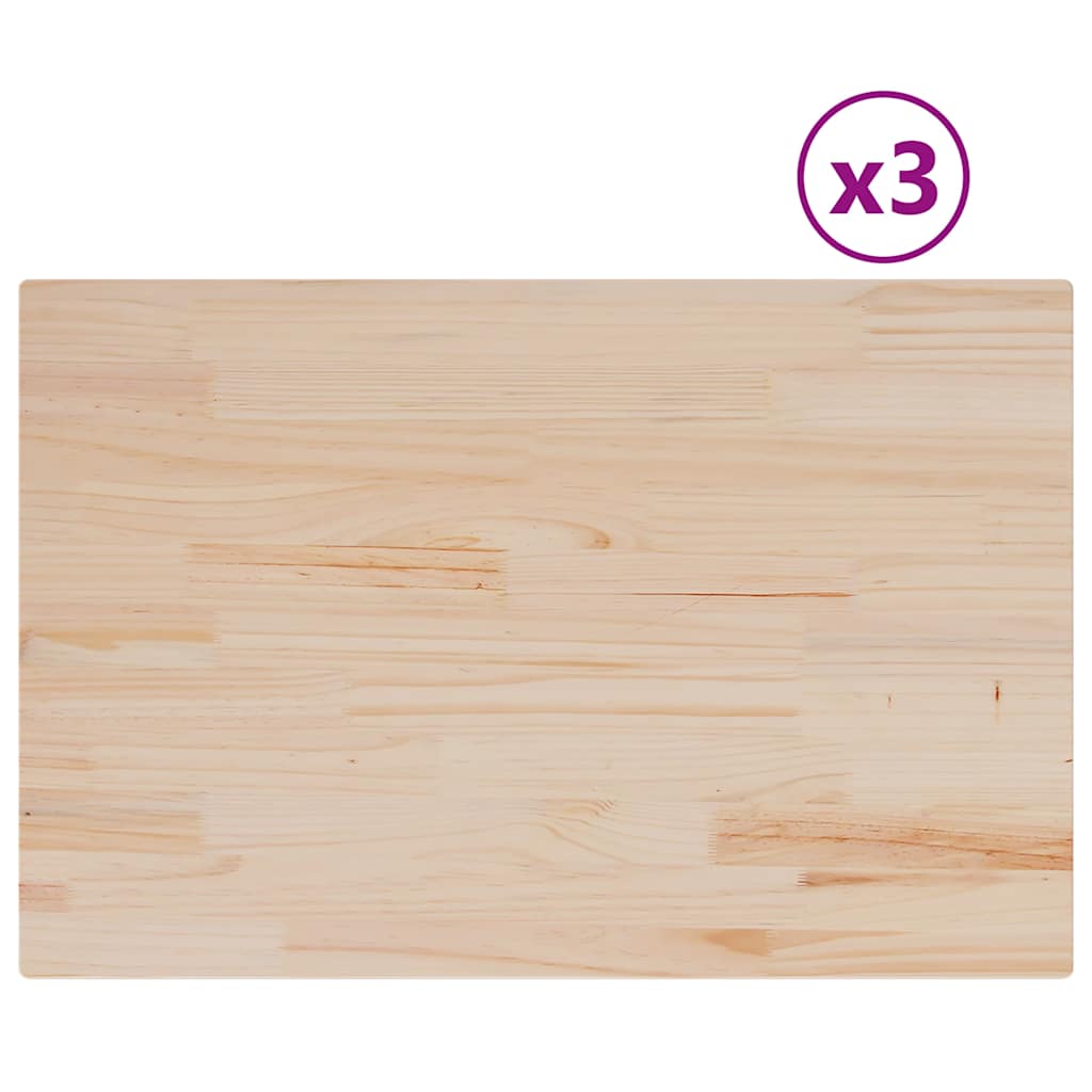 bordplader 3 stk. 80x53x2,5 cm rektangulær massivt fyrretræ