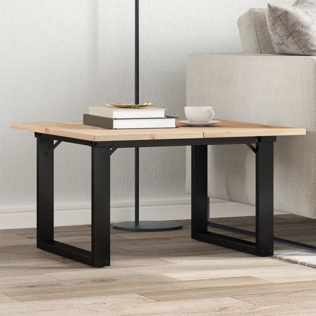sofabord 70x70x40 cm O-stel massivt fyrretræ og stål