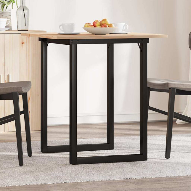 spisebord 70x70x75 cm O-stel massivt fyrretræ og stål