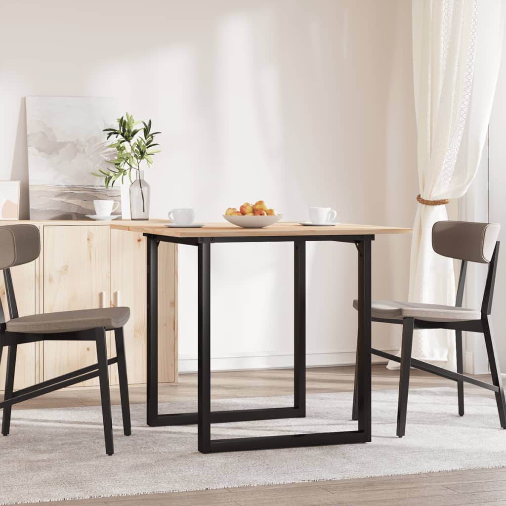 spisebord 90x90x75 cm O-stel massivt fyrretræ og stål