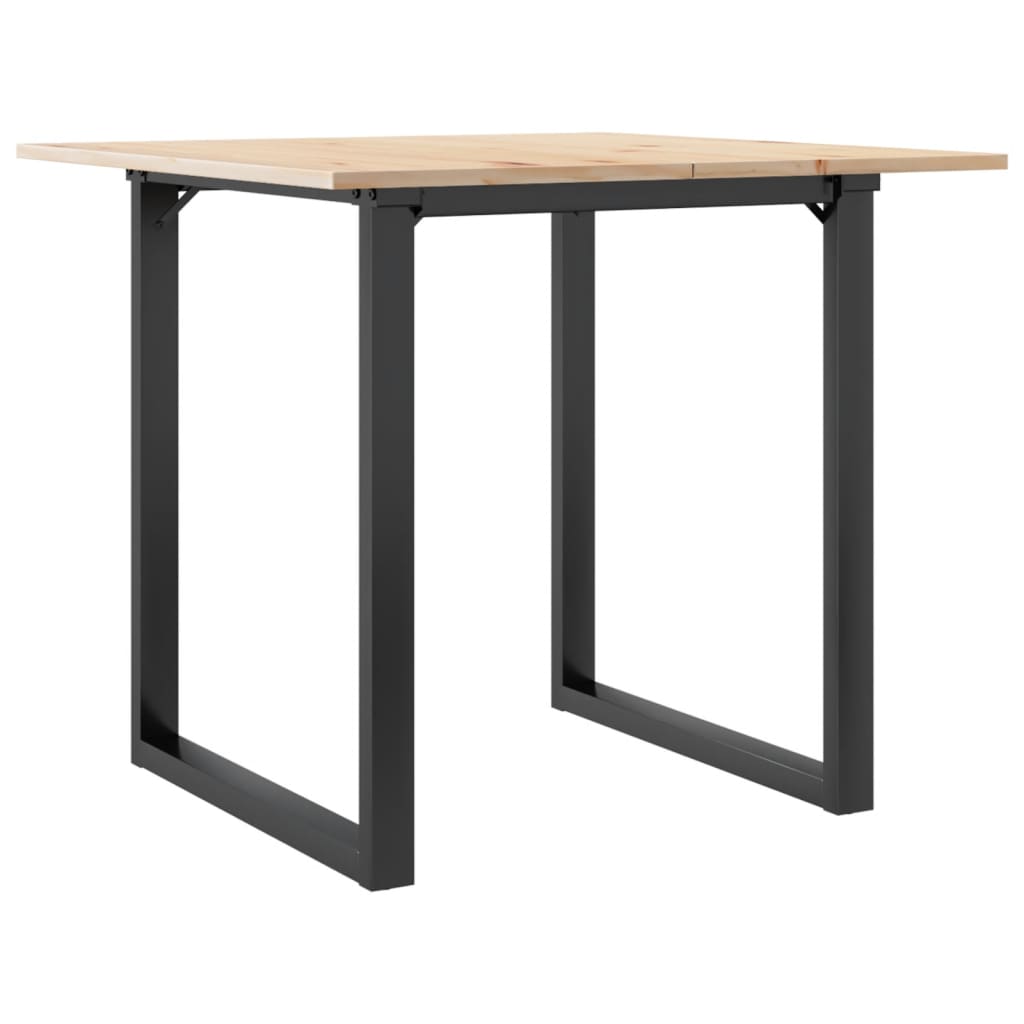 spisebord 90x90x75 cm O-stel massivt fyrretræ og stål