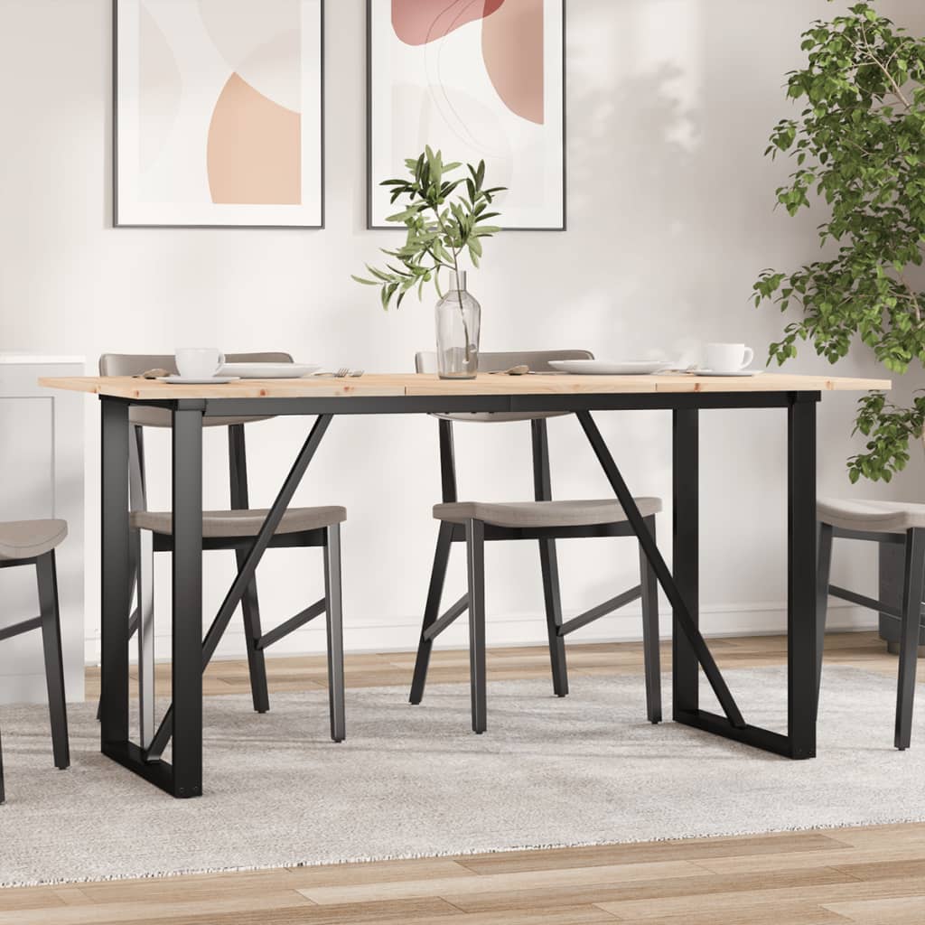 spisebord 160x80x75 cm O-stel massivt fyrretræ og stål