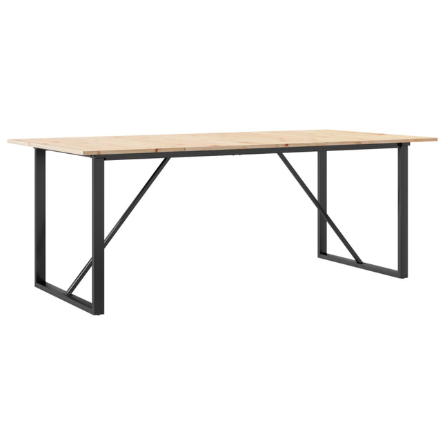 spisebord 200x100x75 cm O-stel massivt fyrretræ og stål