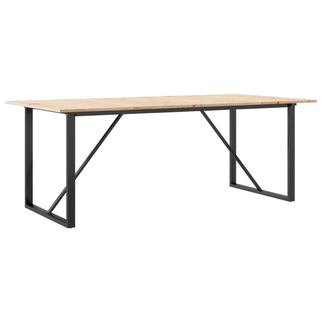 spisebord 200x100x75 cm O-stel massivt fyrretræ og stål