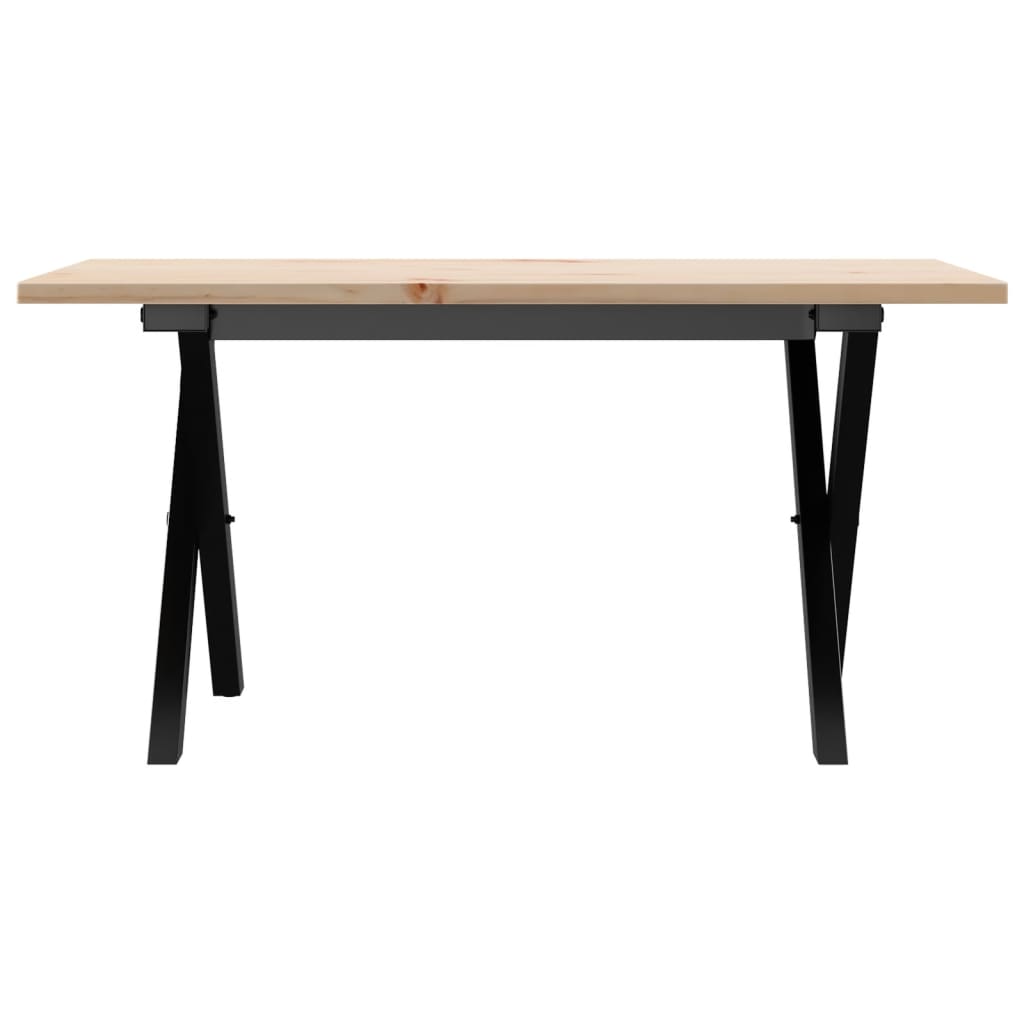 sofabord 80x50x40 cm X-stel massivt fyrretræ og stål