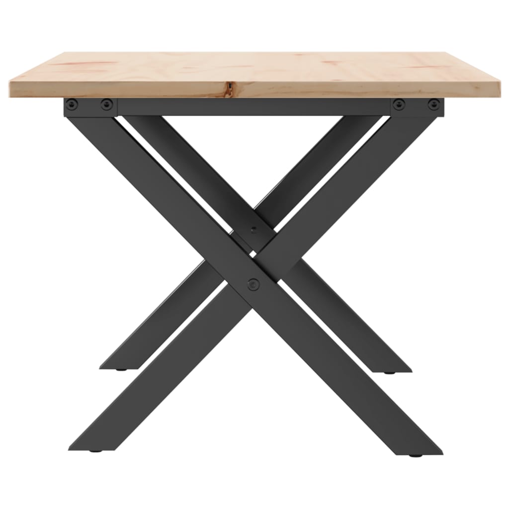 sofabord 80x50x40 cm X-stel massivt fyrretræ og stål