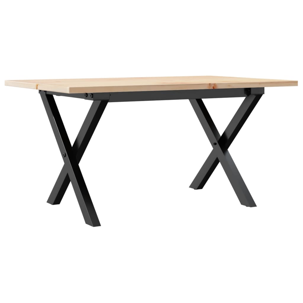 sofabord 80x50x40 cm X-stel massivt fyrretræ og stål