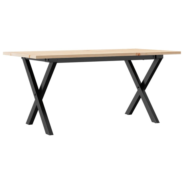 sofabord 90x40x45 cm X-stel massivt fyrretræ og stål