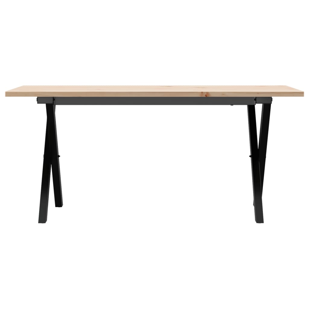 sofabord 90x40x45 cm X-stel massivt fyrretræ og stål