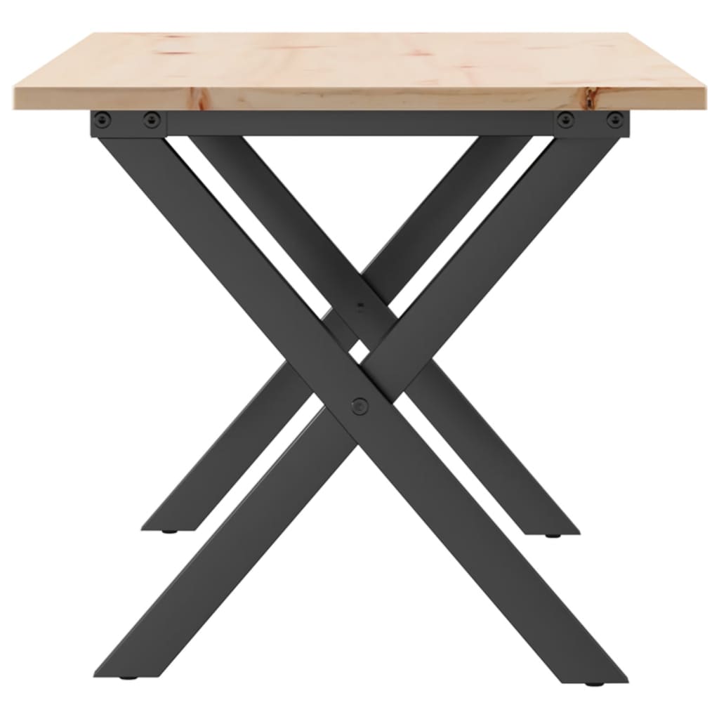sofabord 90x40x45 cm X-stel massivt fyrretræ og stål