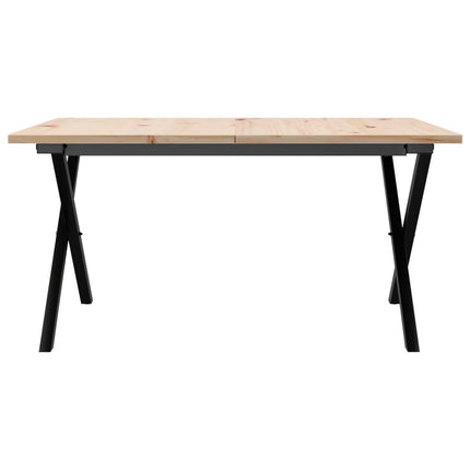 sofabord 90x90x45 cm X-stel massivt fyrretræ og stål