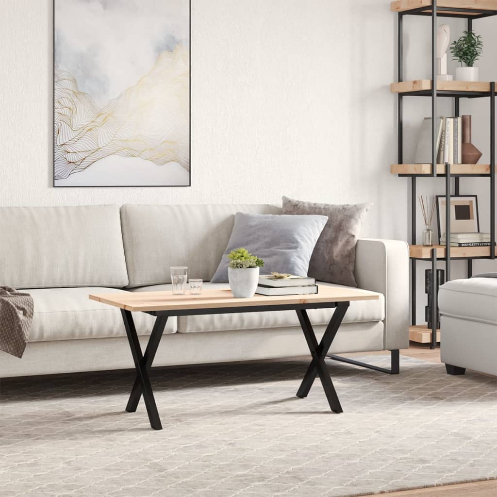 sofabord 100x50x45 cm X-stel massivt fyrretræ og stål