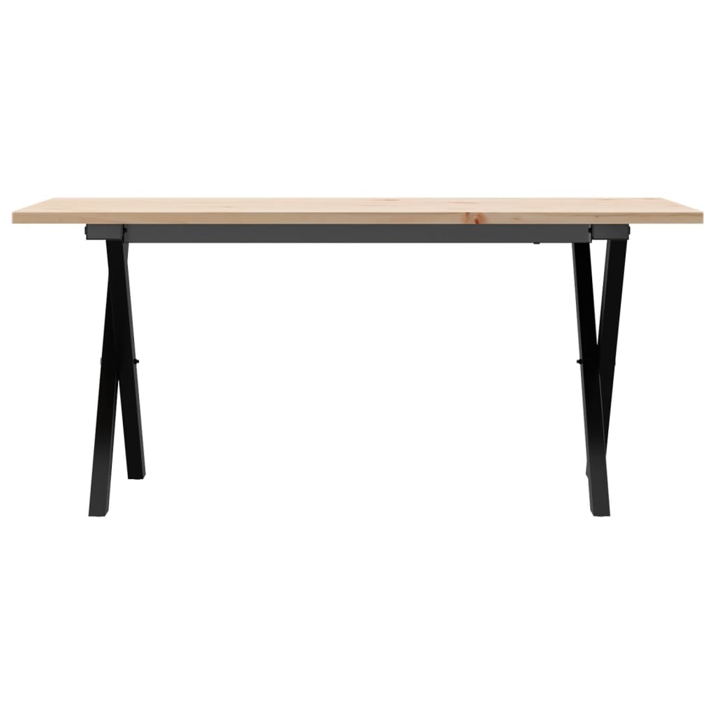 sofabord 100x50x45 cm X-stel massivt fyrretræ og stål