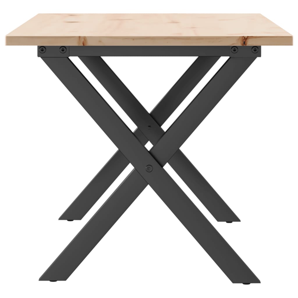 sofabord 100x50x45 cm X-stel massivt fyrretræ og stål