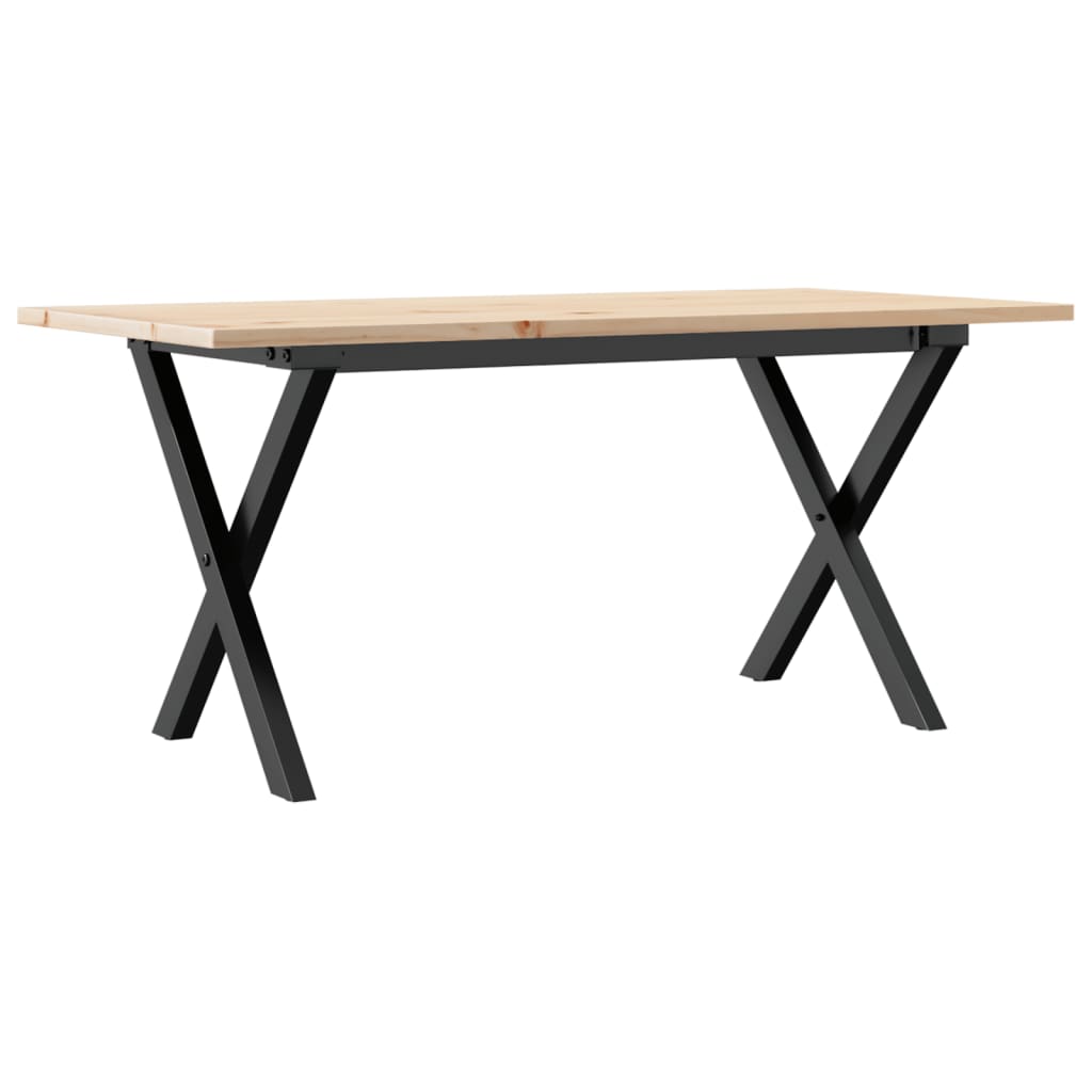 sofabord 100x50x45 cm X-stel massivt fyrretræ og stål