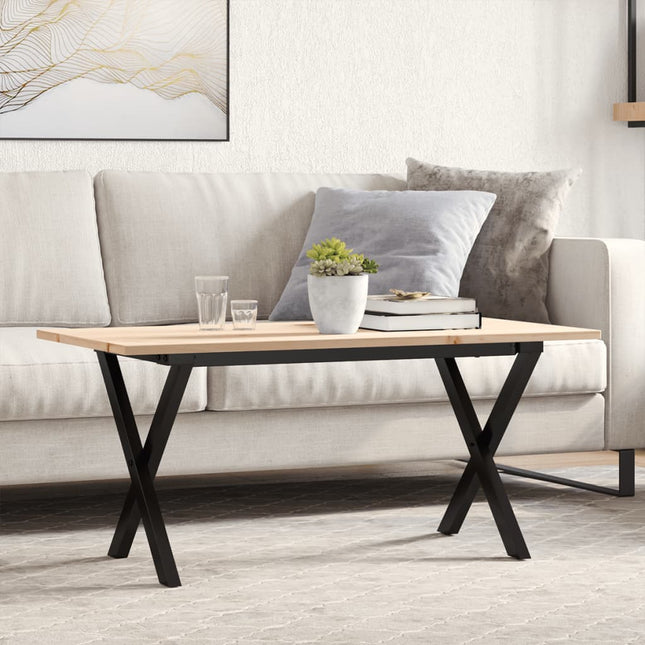 sofabord 100x50x45 cm X-stel massivt fyrretræ og stål