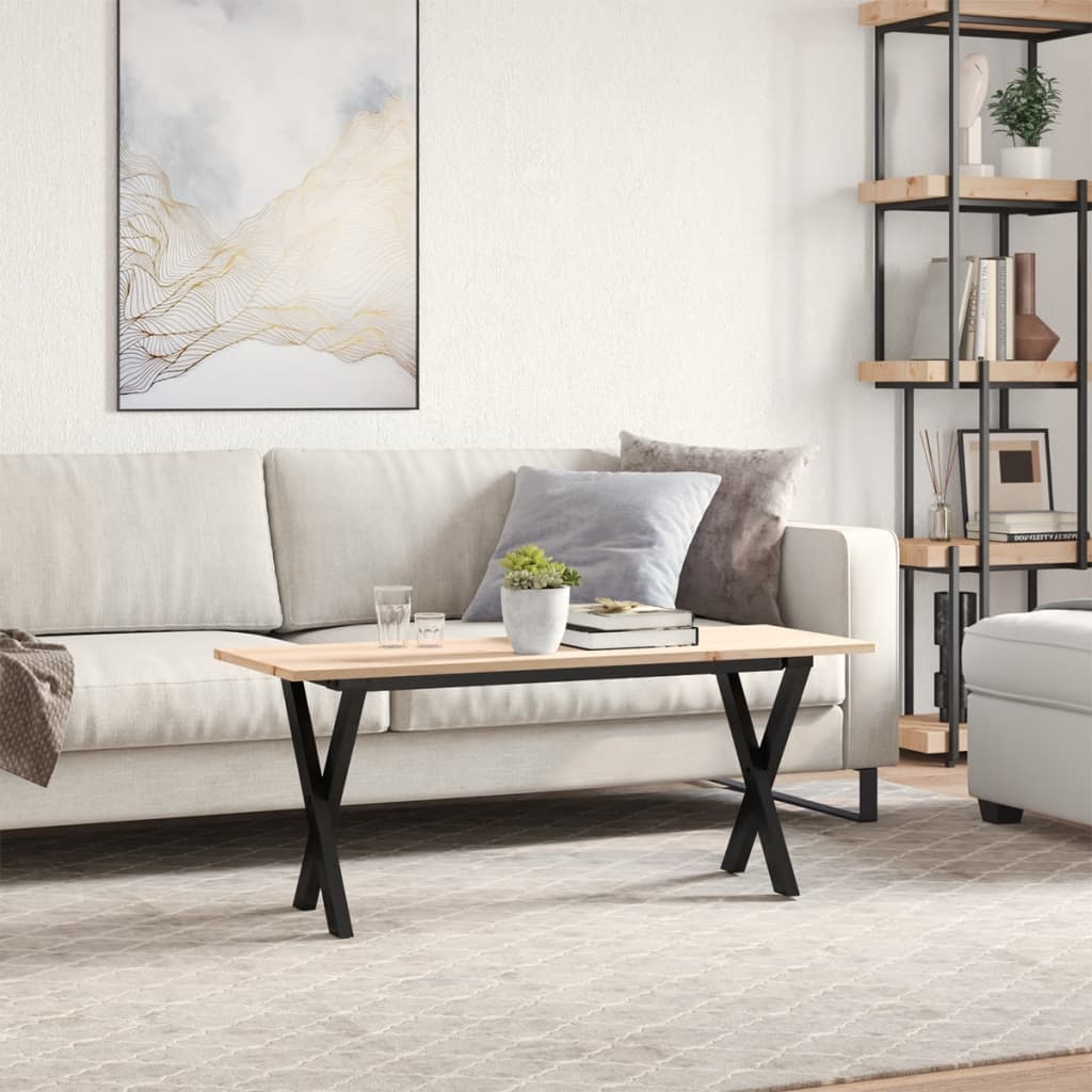 sofabord 110x40x45 cm X-stel massivt fyrretræ og stål