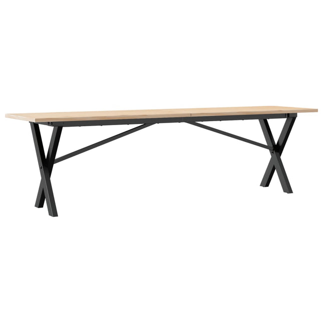 sofabord 160x40x45 cm X-stel massivt fyrretræ og stål