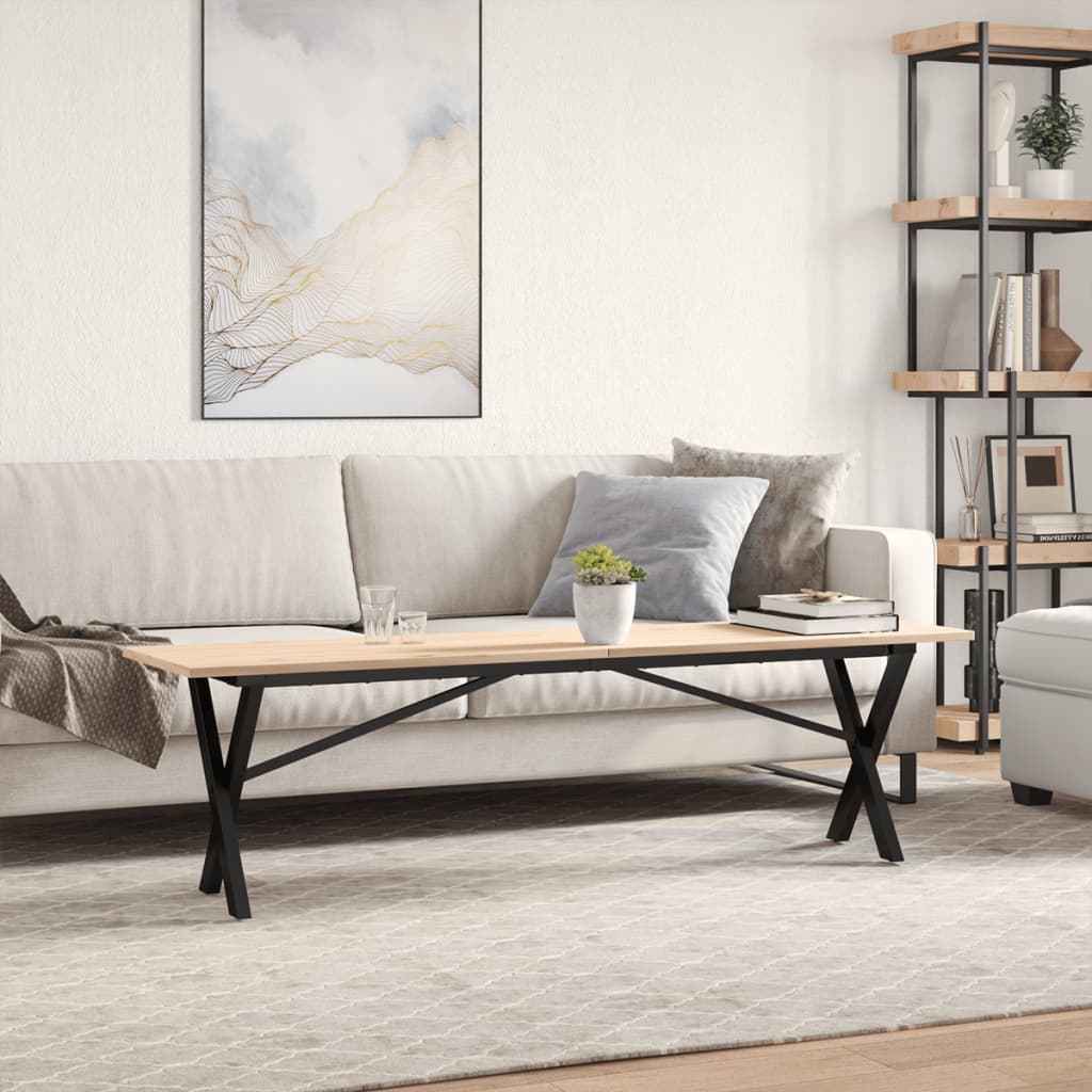 sofabord 160x40x45 cm X-stel massivt fyrretræ og stål