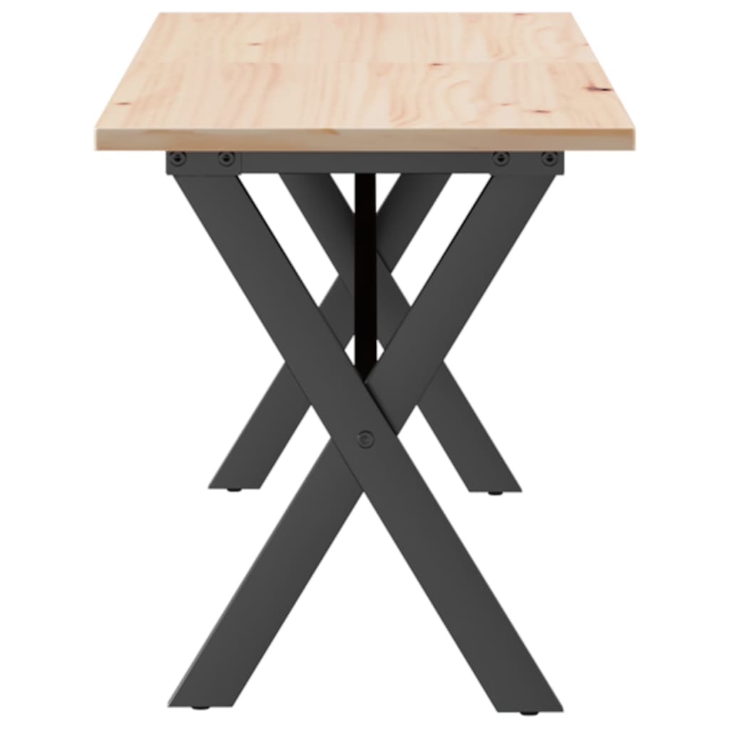 sofabord 160x40x45 cm X-stel massivt fyrretræ og stål