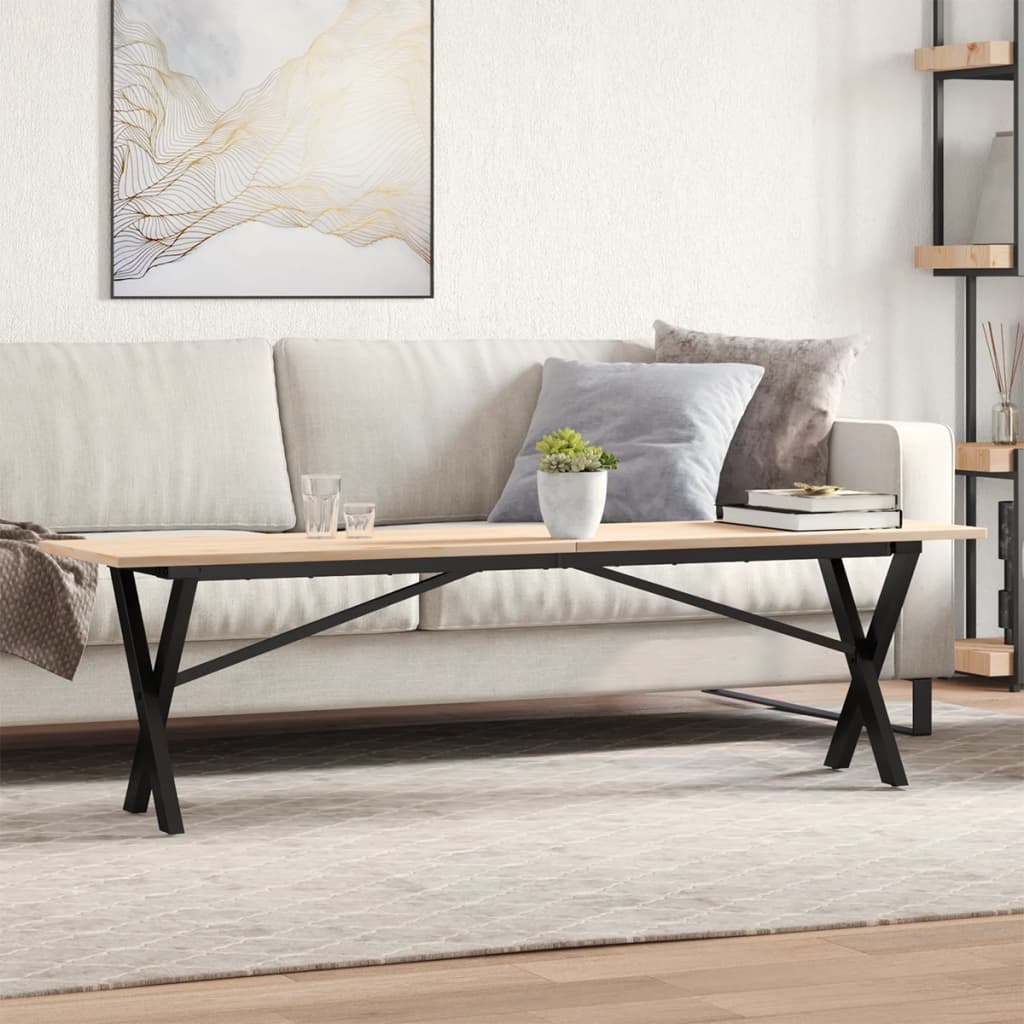 sofabord 160x40x45 cm X-stel massivt fyrretræ og stål