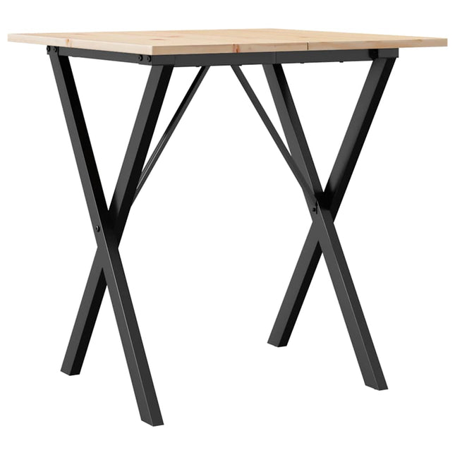 spisebord 70x70x75 cm X-stel massivt fyrretræ og stål
