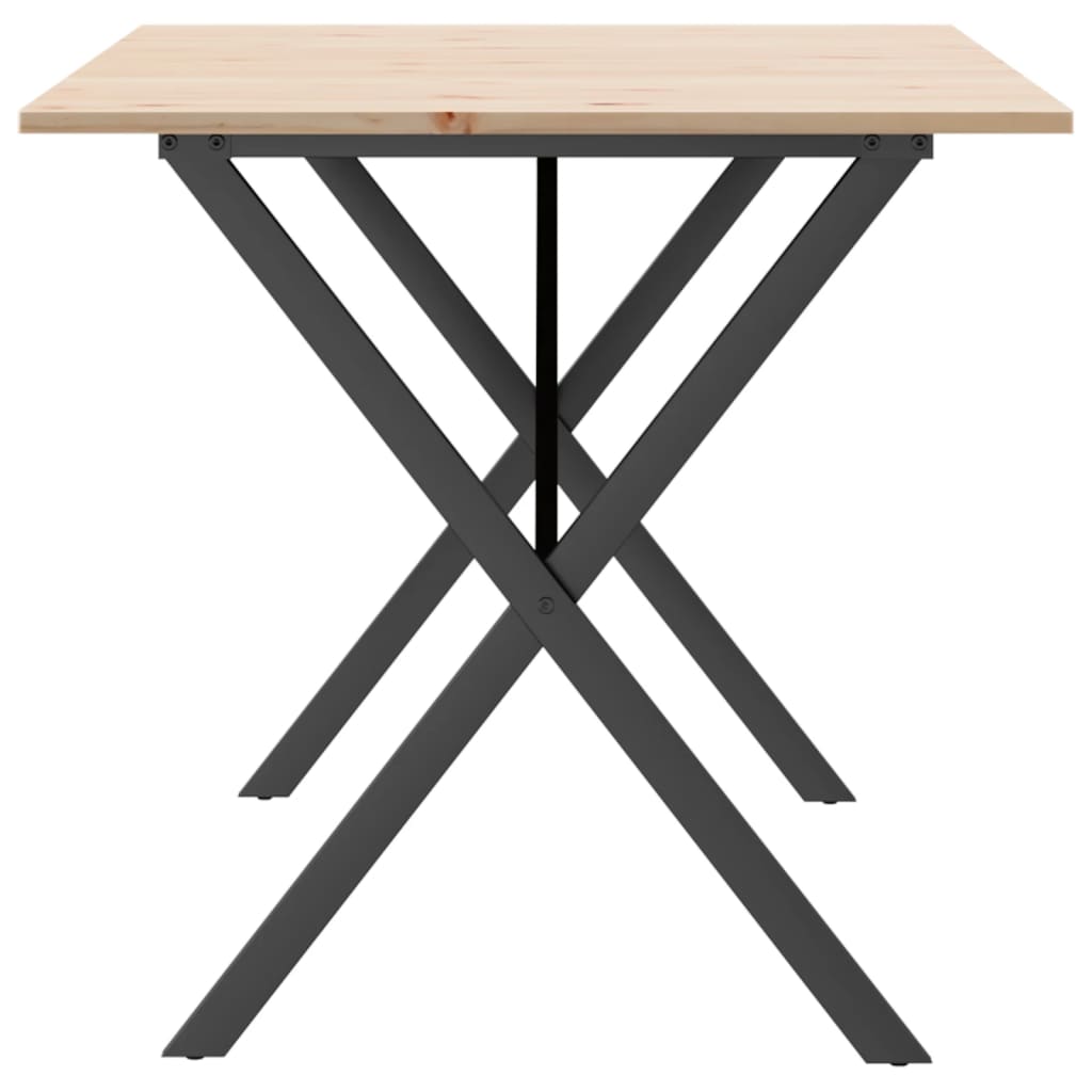 spisebord 160x80x75 cm X-stel massivt fyrretræ og stål