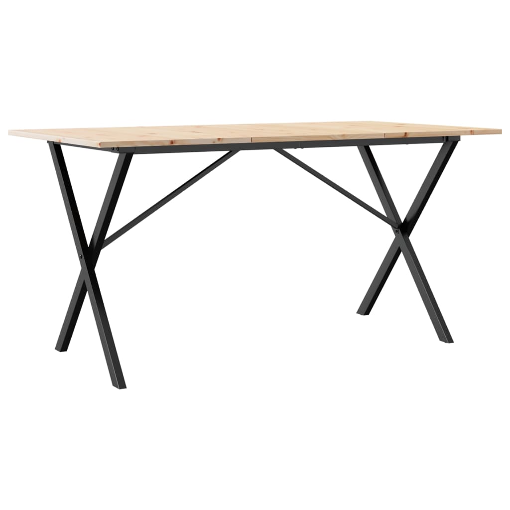 spisebord 160x80x75 cm X-stel massivt fyrretræ og stål