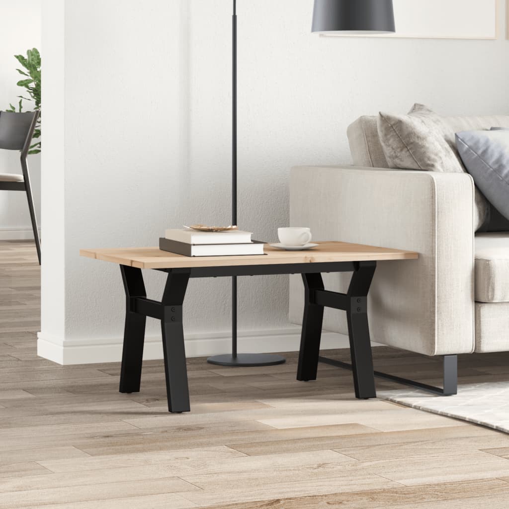 sofabord 80x50x40 cm Y-stel massivt fyrretræ og stål