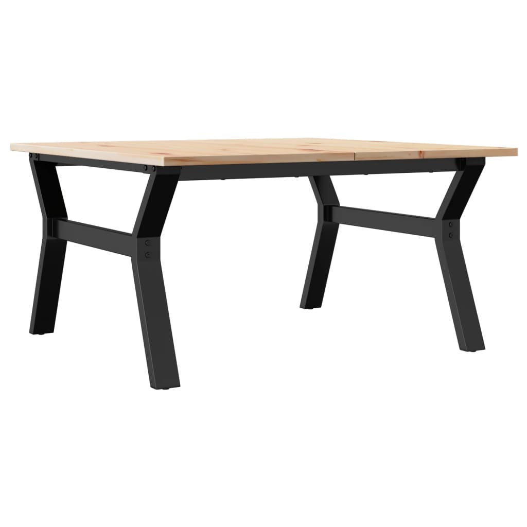 sofabord 80x80x45 cm Y-stel massivt fyrretræ og stål