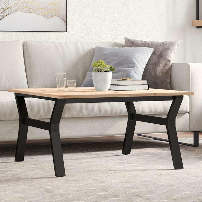 sofabord 80x80x45 cm Y-stel massivt fyrretræ og stål