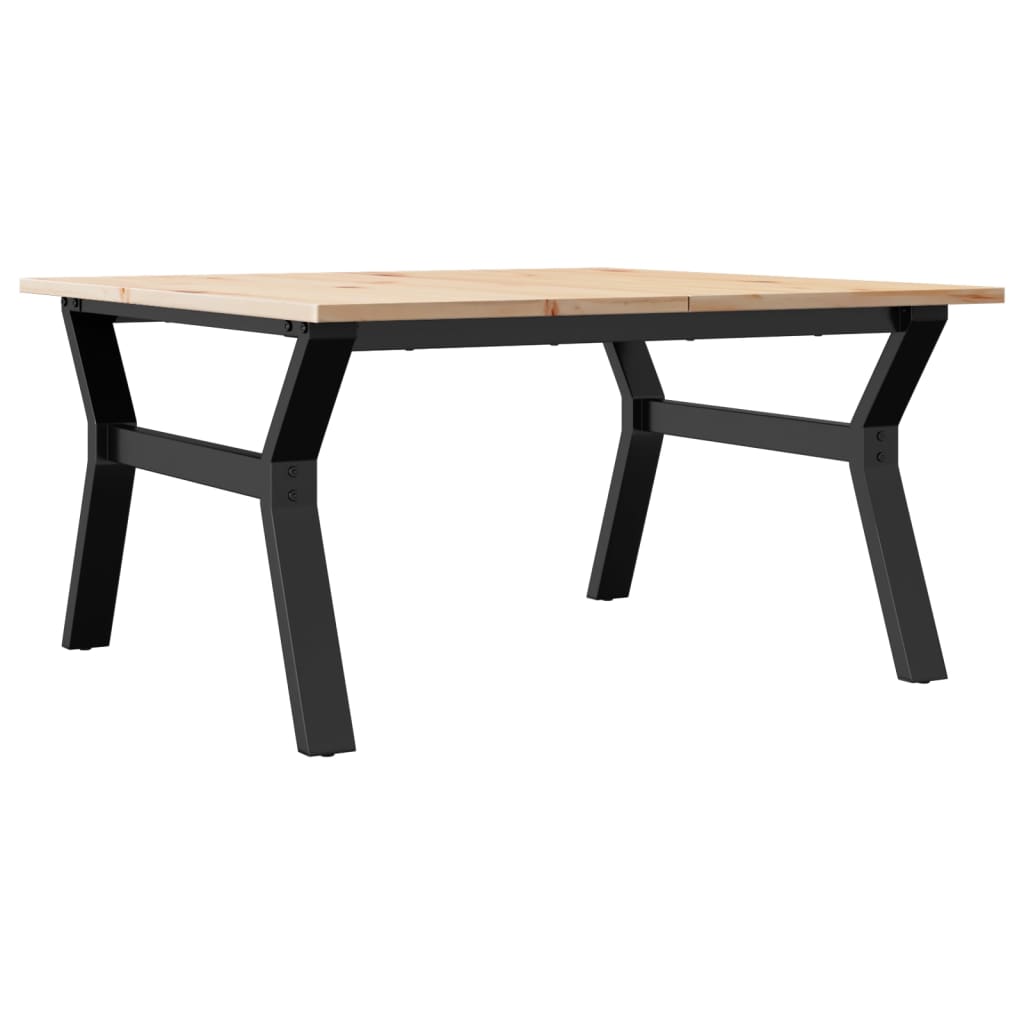 sofabord 90x90x45 cm Y-stel massivt fyrretræ og stål