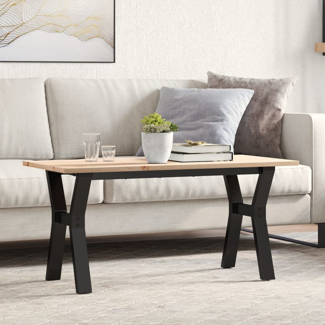 sofabord 100x50x45 cm Y-stel massivt fyrretræ og stål