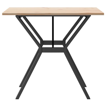 spisebord 80x80x75 cm Y-stel massivt fyrretræ og stål