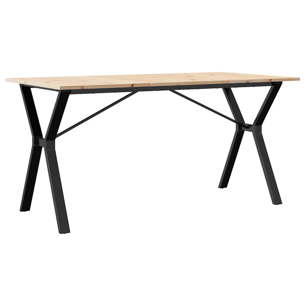 spisebord 140x80x75 cm Y-stel massivt fyrretræ og stål