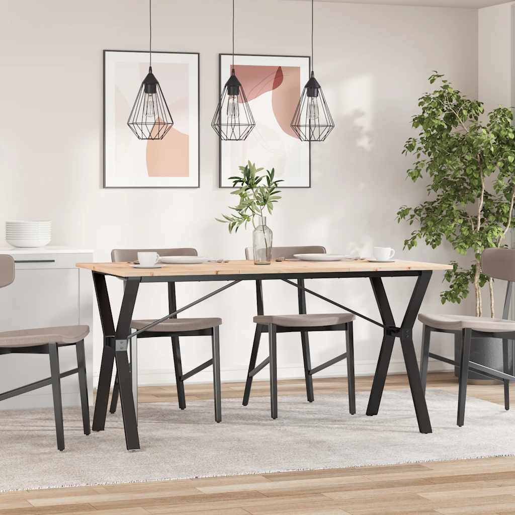 spisebord 140x80x75 cm Y-stel massivt fyrretræ og stål