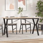 spisebord 140x80x75 cm Y-stel massivt fyrretræ og stål