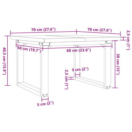 sofabord 70x70x40,5 cm O-stel massivt fyrretræ og stål