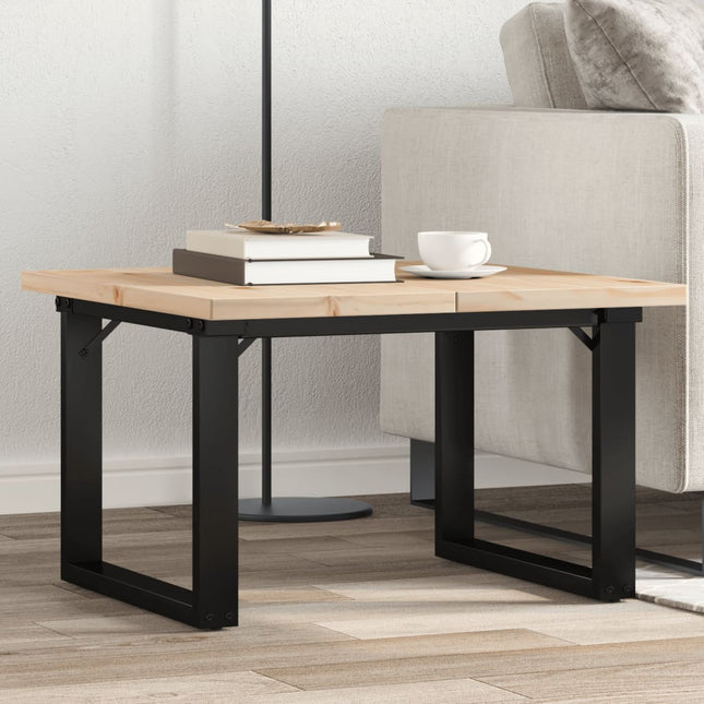 sofabord 70x70x40,5 cm O-stel massivt fyrretræ og stål