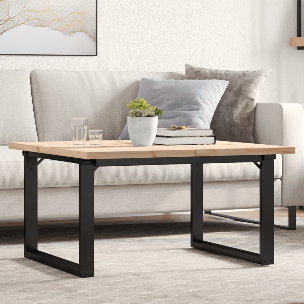 sofabord 80x80x45,5 cm O-stel massivt fyrretræ og stål
