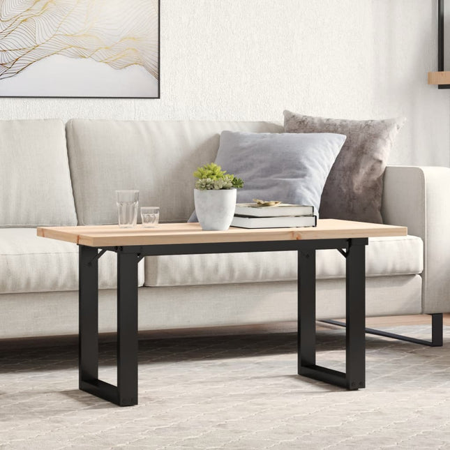 sofabord 90x40x45,5 cm O-stel massivt fyrretræ og stål