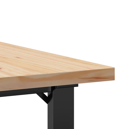 sofabord 90x90x45,5 cm O-stel massivt fyrretræ og stål