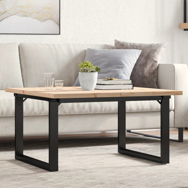 sofabord 90x90x45,5 cm O-stel massivt fyrretræ og stål