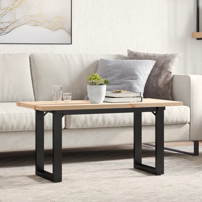 sofabord 100x50x45,5 cm O-stel massivt fyrretræ og stål