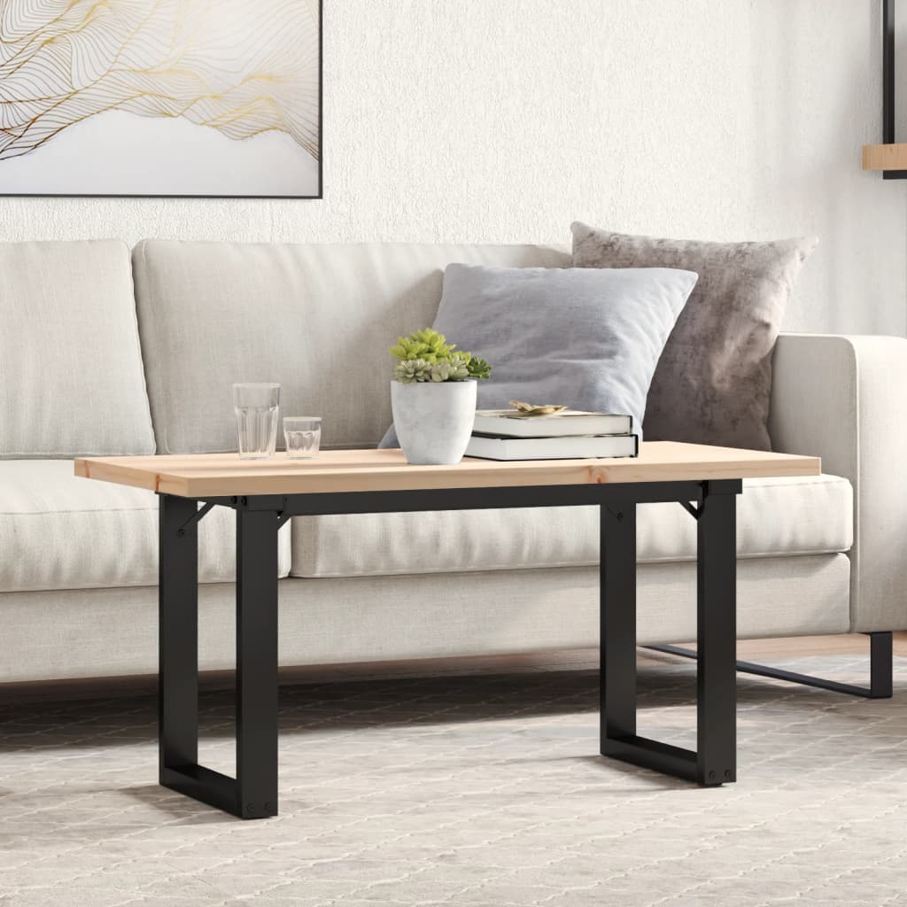 sofabord 100x50x45,5 cm O-stel massivt fyrretræ og stål