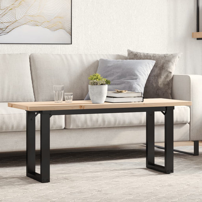 sofabord 110x40x45,5 cm O-stel massivt fyrretræ og stål