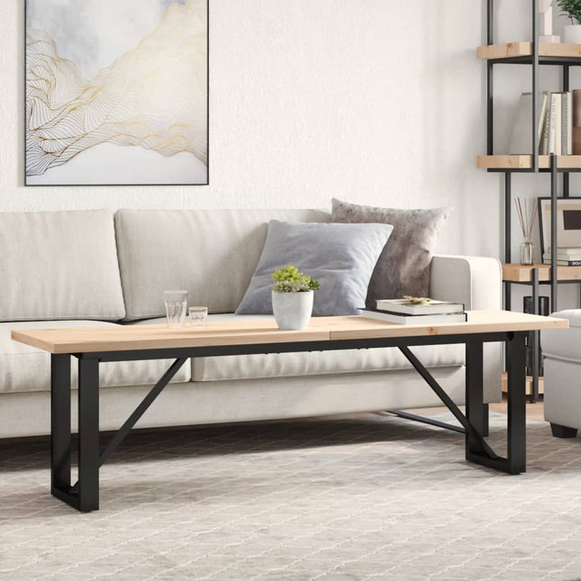 sofabord 160x40x45,5 cm O-stel massivt fyrretræ og stål