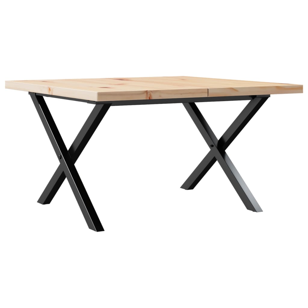 sofabord 60x60x40,5 cm X-stel massivt fyrretræ og stål