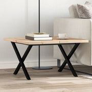 sofabord 60x60x40,5 cm X-stel massivt fyrretræ og stål