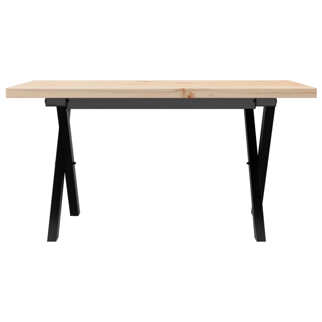 sofabord 80x50x40,5 cm X-stel massivt fyrretræ og stål